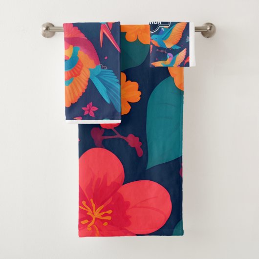 Hydrangea Pastel Kleurrijk Gepersonaliseerd Patroo Bad Handdoek (Insitu)