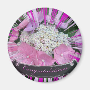 Hydrangea Pink & Blue Gefeliciteerd Magnet Magneet