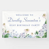 Hydrangea Roos 21e Verjaardag Welkom Spandoek (Horizontaal)