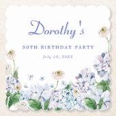 Hydrangea Roos 30th Birthday gepersonaliseerd op m Kartonnen Onderzetters (Voorkant)