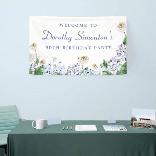 Hydrangea Roos 90e Verjaardag Welkom Spandoek