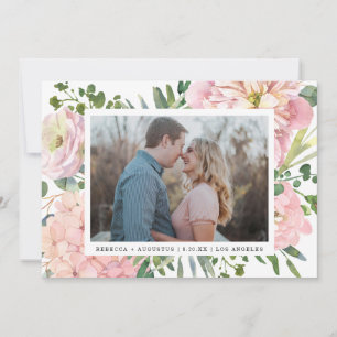 Hydrangea Roos Roze Waterverf Bloemen Foto Save The Date