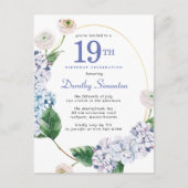 Hydrangea Rose 19e anniversaire Invitation d'été (Devant)