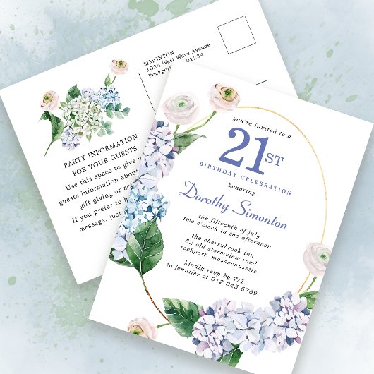 Hydrangea Rose 21e anniversaire Invitation d'été