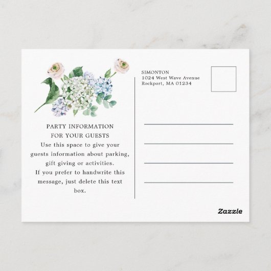 Hydrangea Rose 21e anniversaire Invitation d'été (Dos)