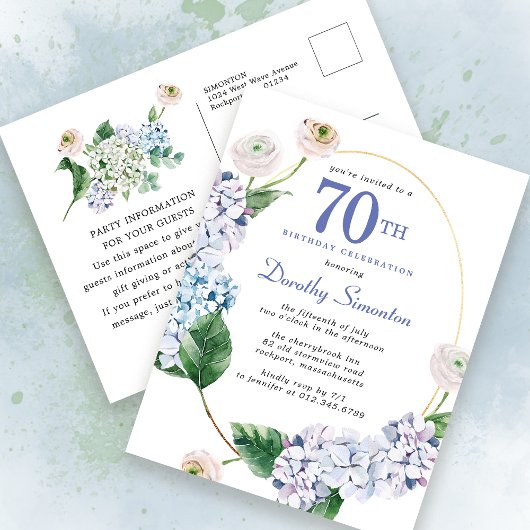 Hydrangea Rose 70e anniversaire Invitation d'été