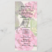 Hydrangea Rose Avec Programme De Mariage Feuille (Dos)