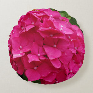 Hydrangea rose vif Fermer Coussin rond