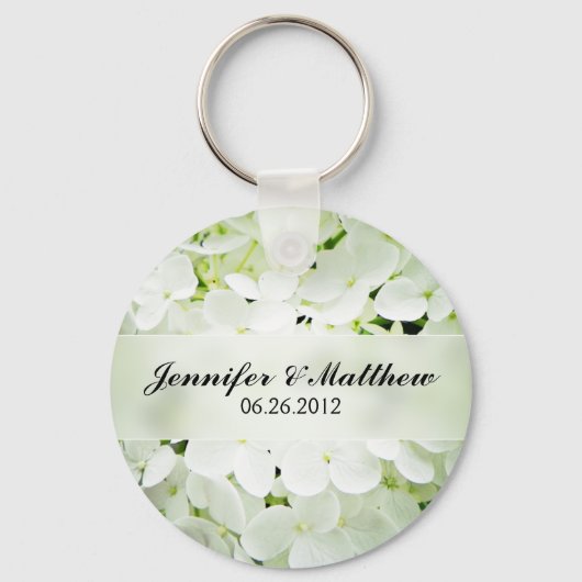 Hydrangea Round Sleutelhanger Wedding Favor (Voorkant)