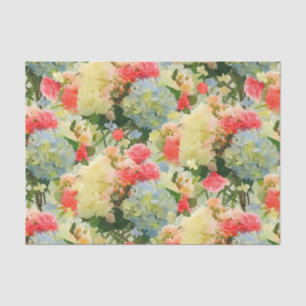 Hydrangea Rozen Floral Coral Yellow Blue Tissuepapier