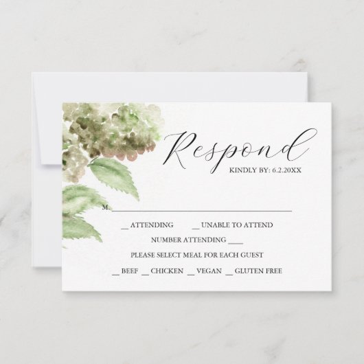 Hydrangea RSVP Cards for Wedding (Devant)