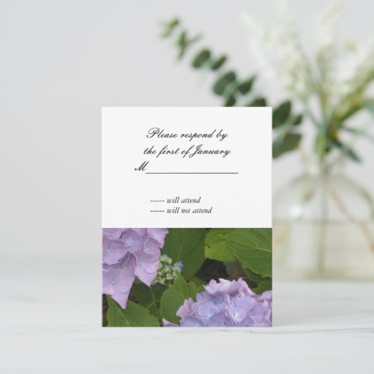 Hydrangea RSVP Reply Kaart (Staand voorkant)