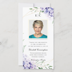 Hydrangea Sering Bloemige Geometrische Herdenking Bedankkaart