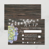 Hydrangea String Lights Schuur Hout RSVP Kaartje (Voorkant / Achterkant)