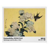 Hydrangea & Swallow by Hokusai Perfect Poster (Voorkant)