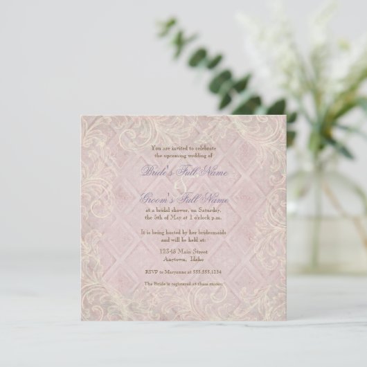 Hydrangea Swirl rose - Invitation Fête de l'mariée (Debout devant)