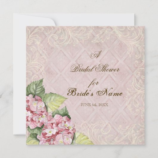 Hydrangea Swirl rose - Invitation Fête de l'mariée (Dos)