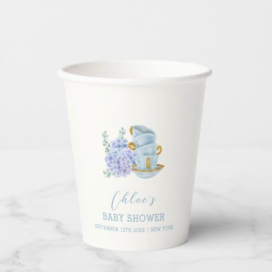 Hydrangea Tea Brewing Baby shower Papieren Bekers (Voorkant)