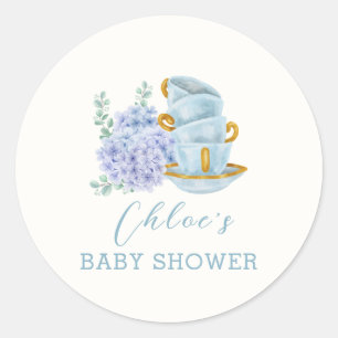  Hydrangea Tea Brewing Baby shower Ronde Sticker