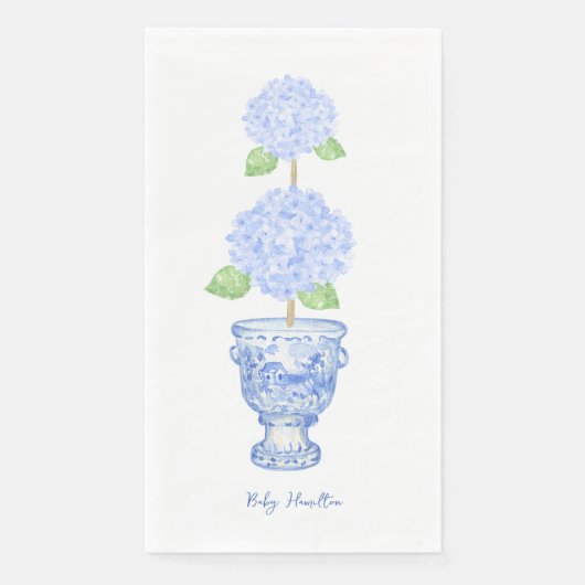 Hydrangea Topiary Chinoiserie Gastendoek Servet (Voorkant)