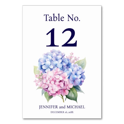 Hydrangea Trouwtafel Nummer Kaart (Achterkant)
