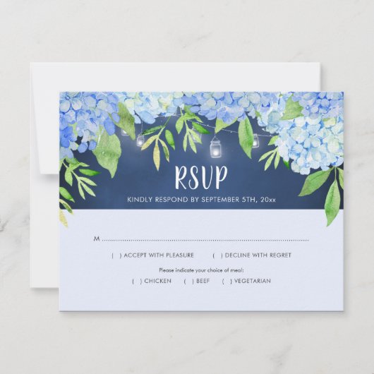 Hydrangea Vert Marine Lumières Mason Jar RSVP (Devant)