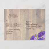 Hydrangea violet Grange mariage en bois RSVP carte (Dos)
