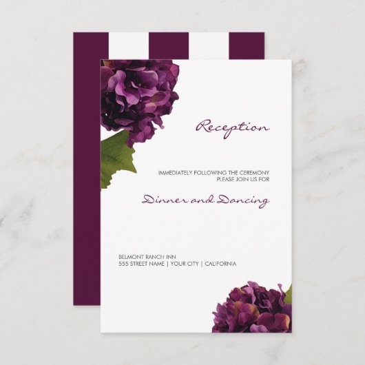 Hydrangea Violette - carte de réception florale (Devant / Derrière)