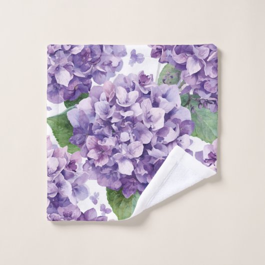 Hydrangea Violette Fleur Lavande Aquarelle (Gant de toilette)