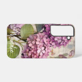  Hydrangea & Vlinderroze gepersonaliseerd Samsung Galaxy Hoesje (Achterkant horizontaal)