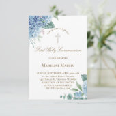 Hydrangea waterverf | Eerste communie Kaart (Staand voorkant)