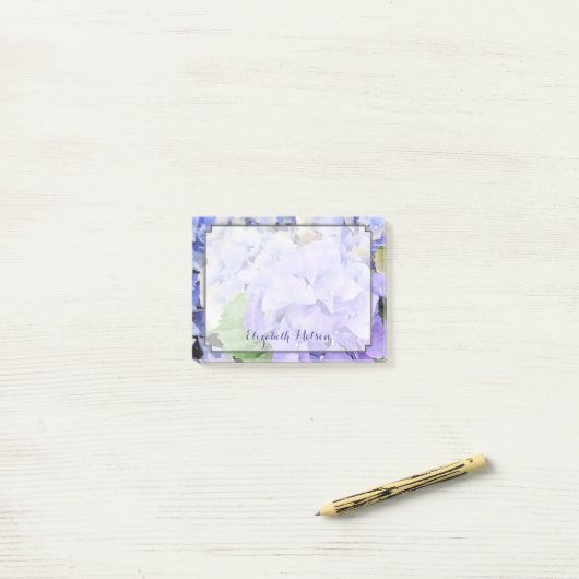 Hydrangea Waterverf Lila & Blue Custom Post-it® Notes (Op bureau)