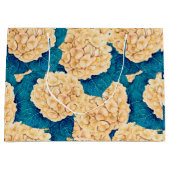 Hydrangea waterverf patroon, geel en blauw groot cadeauzakje (Voorkant)