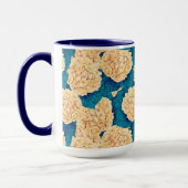 Hydrangea waterverf patroon, geel en blauw mok (Links)
