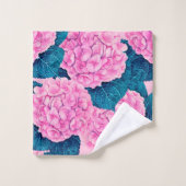 Hydrangea waterverf patroon, roze en blauw bad handdoek (Wasdoekje)