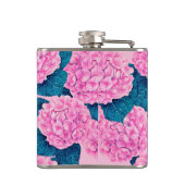 Hydrangea waterverf patroon, roze en blauw heupfles (Achterkant)