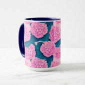 Hydrangea waterverf patroon, roze en blauw mok (Voorkant links)