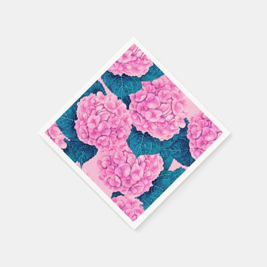 Hydrangea waterverf patroon, roze en blauw servet (Hoek)