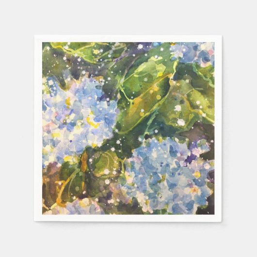 Hydrangea waterverf print servetten (Voorkant)