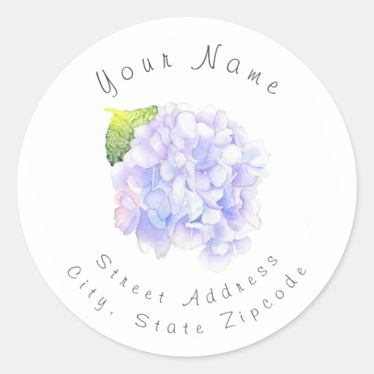 "Hydrangea Waterverf Vignette" Etiket (Voorkant)