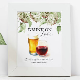 Hydrangea Wedding Decor Open Bar Signs Poster