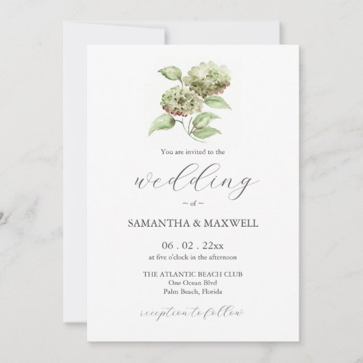 Hydrangea Wedding Invitation Invitations (Devant)
