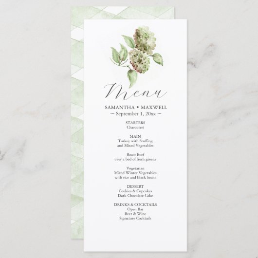 Hydrangea Wedding Menus (Devant / Derrière)