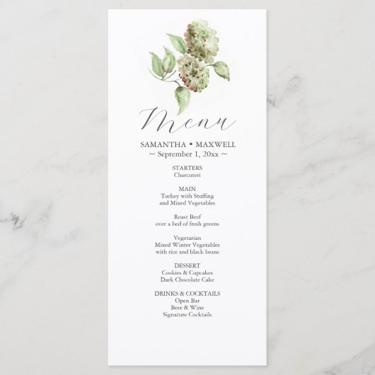 Hydrangea Wedding Menus Menu (Voorkant)