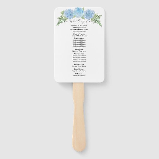 Hydrangea Wedding Program Fans Handwaaier (Achterkant)