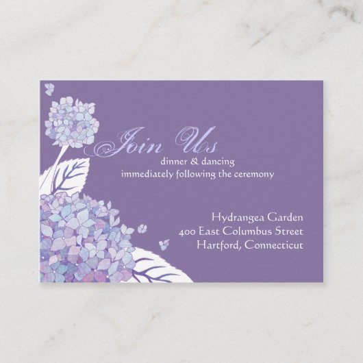 Hydrangea Wedding Reception Informatiekaartje (Voorkant)