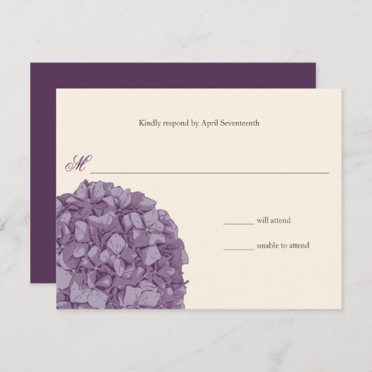 Hydrangea Wedding Response RSVP Kaartje (Voorkant / Achterkant)