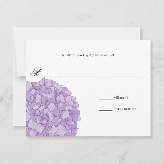 Hydrangea Wedding Response RSVP Kaartje (Voorkant)