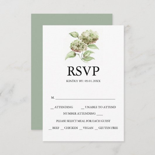 Hydrangea Wedding RSVP Cards (Devant / Derrière)