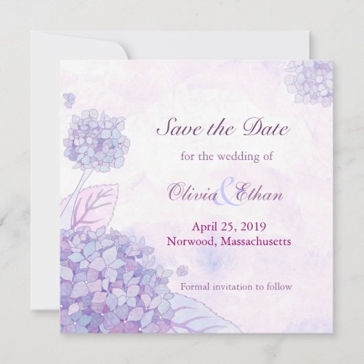 Hydrangea Wedding Save the Date (Voorkant)
